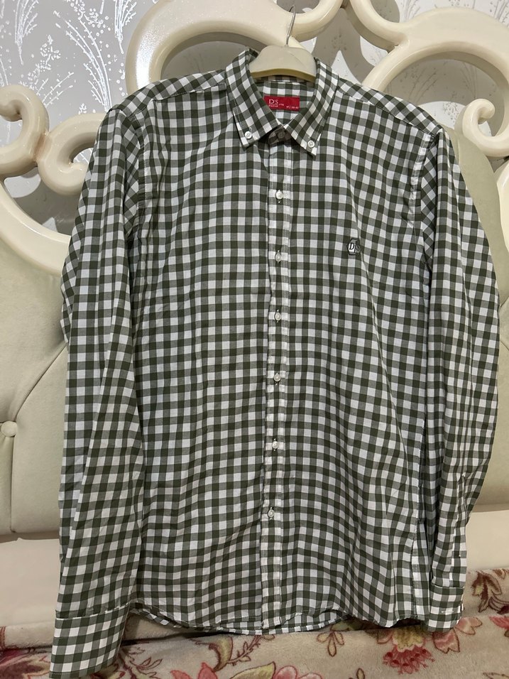 Hiç kullanılmadı. D'S Damat haki Kareli Erkek Gömlek - Görsel 3
