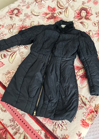 Koton Kürklü Midi Siyah Kadın Mont - Görsel 7