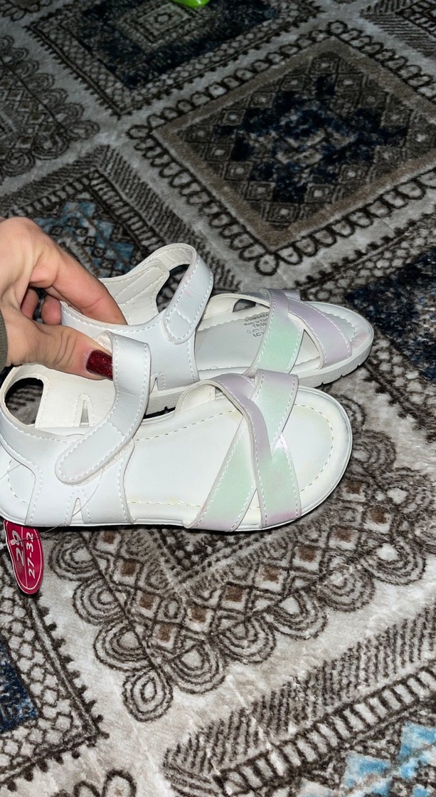 Beyaz Tokalı Kız Çocuk Sandalet - Görsel 3