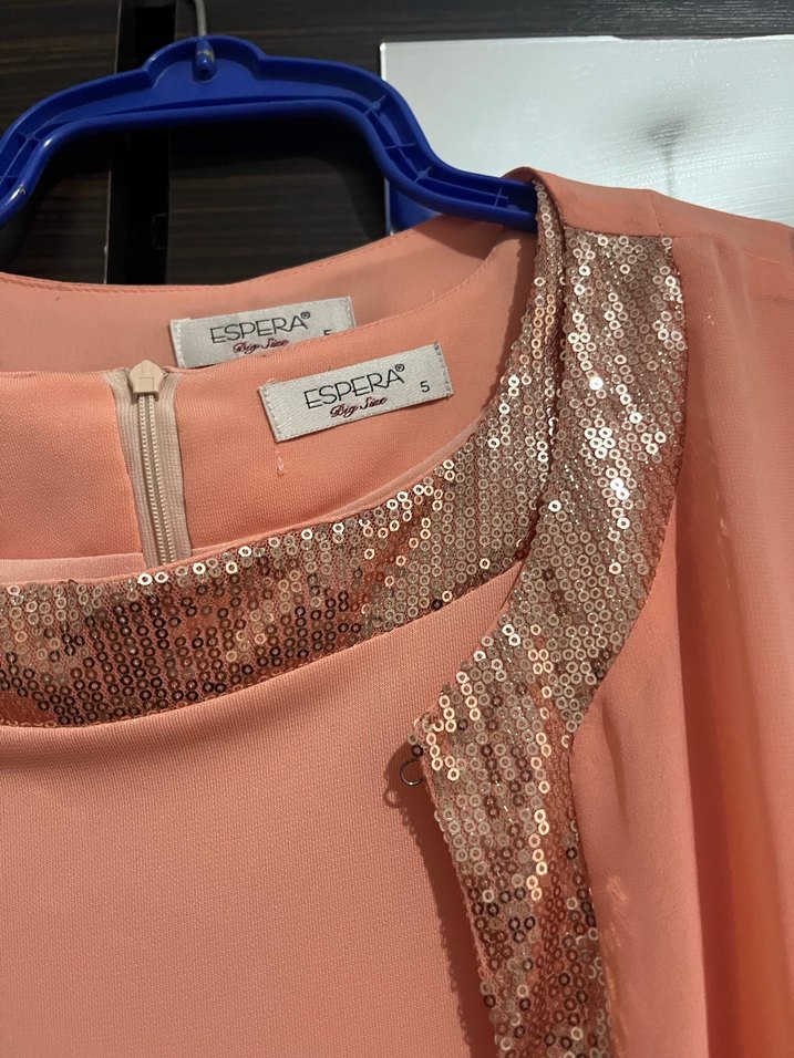 Pembe Parlak Uzun Salaş Abiye Elbise - Görsel 4