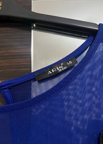 Lacivert Uzun V Yaka Kadın Abiye Elbise - Görsel 2