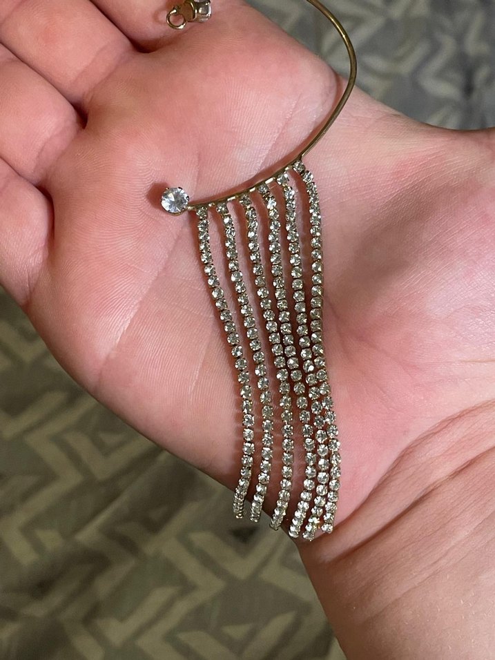 Zincir Detaylı Uzun Altın Küpe - Görsel 2