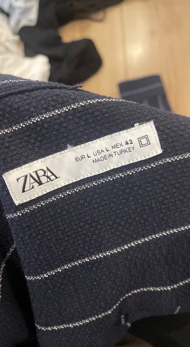 Navy Çizgili erkek Keten Gömlek - Görsel 3