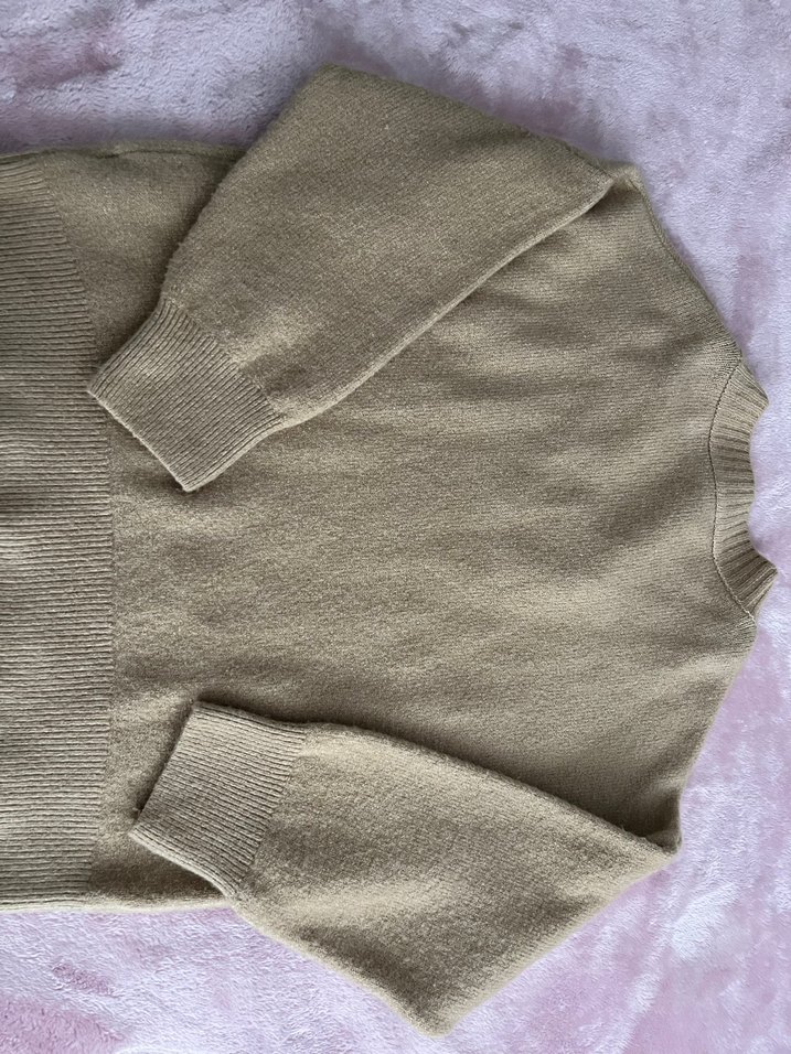 Bej V Yaka Kadın Triko Kazak - Görsel 3