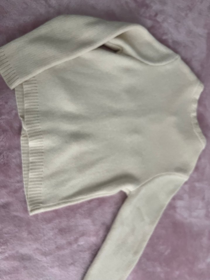 Düğmeli Beyaz Bohem Kadın Hırka - Görsel 5