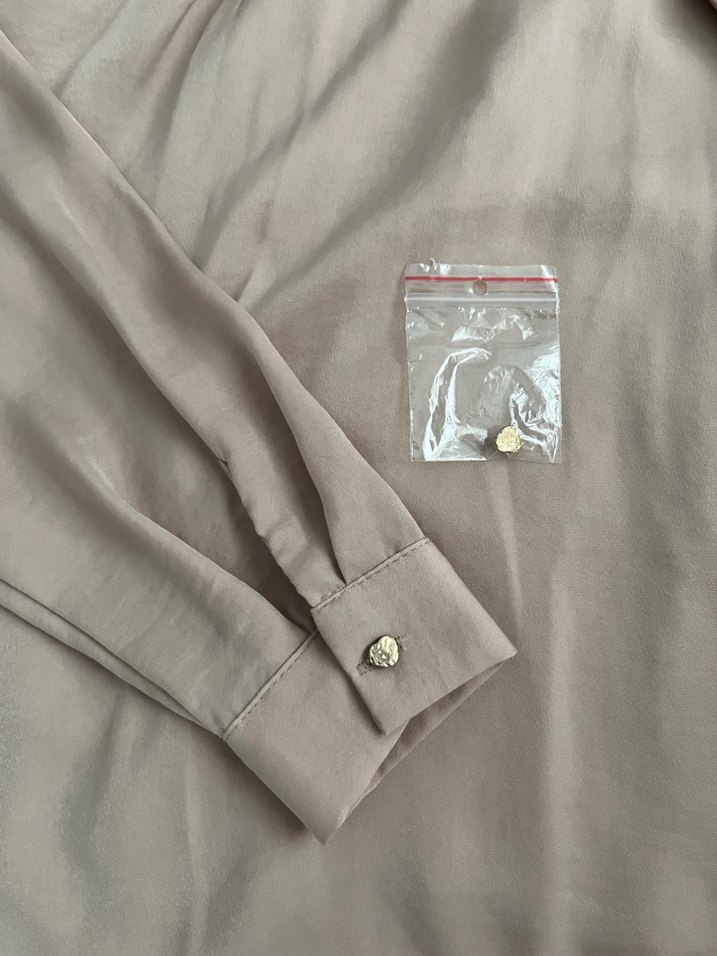 Bej Midi Bluz, Uzun Kollu, Drapeli - Görsel 4