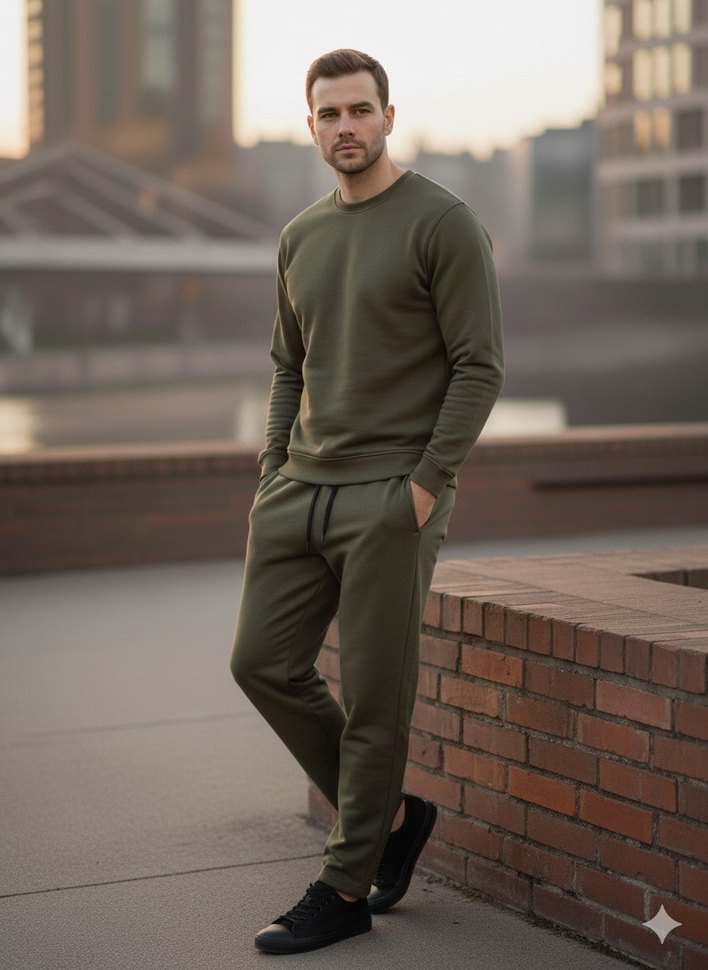 Erkek Haki Takım Uzun Kollu Regular Fit - Görsel 2