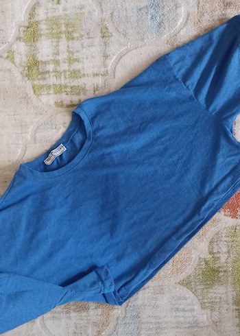 Mavi Keten Hamile Tişörtü, Kısa Kollu, Salaş - Görsel 2