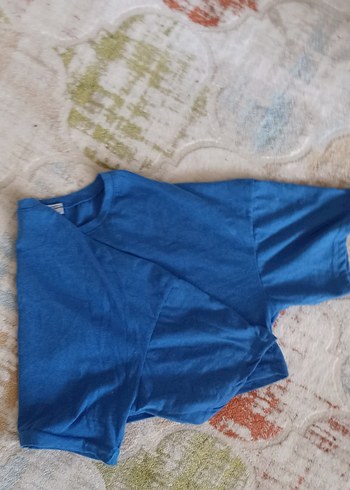 Mavi Keten Hamile Tişörtü, Kısa Kollu, Salaş - Görsel 3