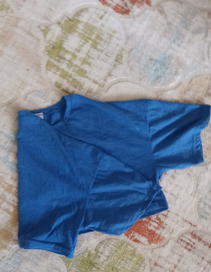 Mavi Keten Hamile Tişörtü, Kısa Kollu, Salaş - Görsel 3