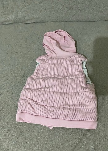 Kız Çocuk Kapüşonlu Triko Pembe Yelek - Görsel 2