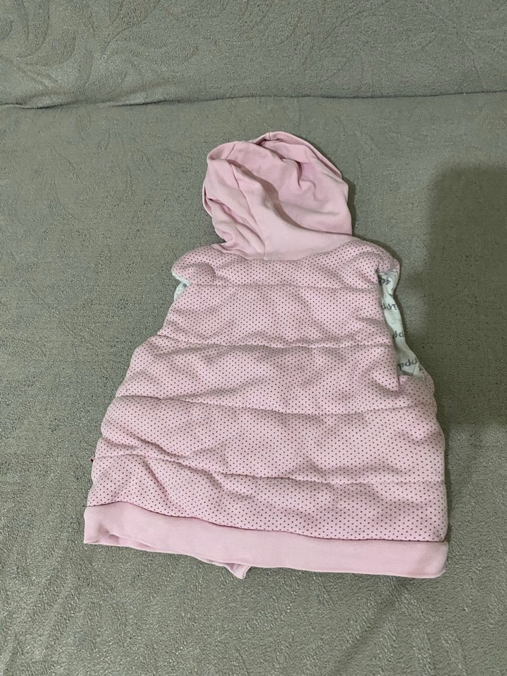 Kız Çocuk Kapüşonlu Triko Pembe Yelek - Görsel 2