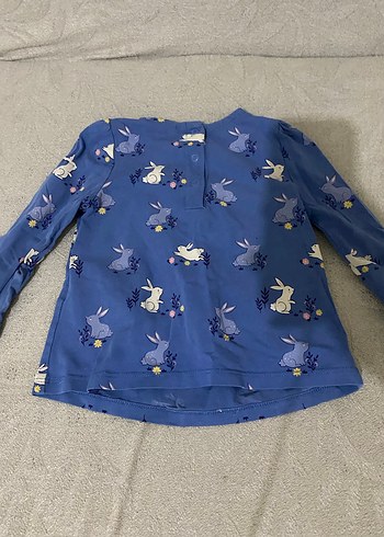 Mavi Baskılı Uzun Kollu Kız Elbise - Görsel 2