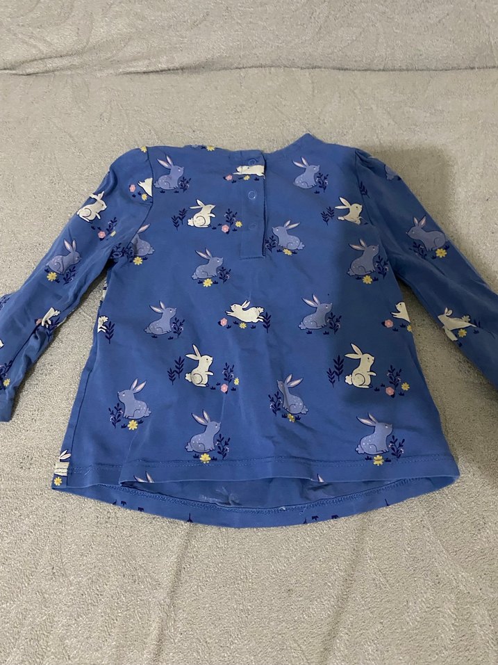 Mavi Baskılı Uzun Kollu Kız Elbise - Görsel 2