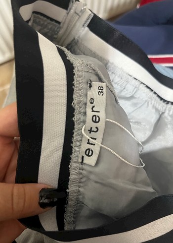 Gri Pliseli Midi Keten Etek - Görsel 2