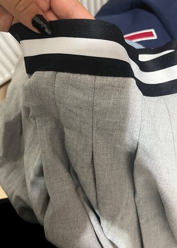 Gri Pliseli Midi Keten Etek - Görsel 4