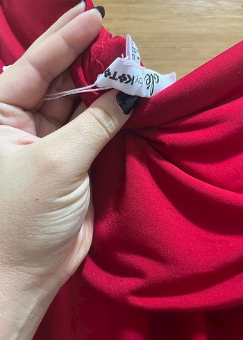 Bordo Drapeli Mini Straplez üst - Görsel 2