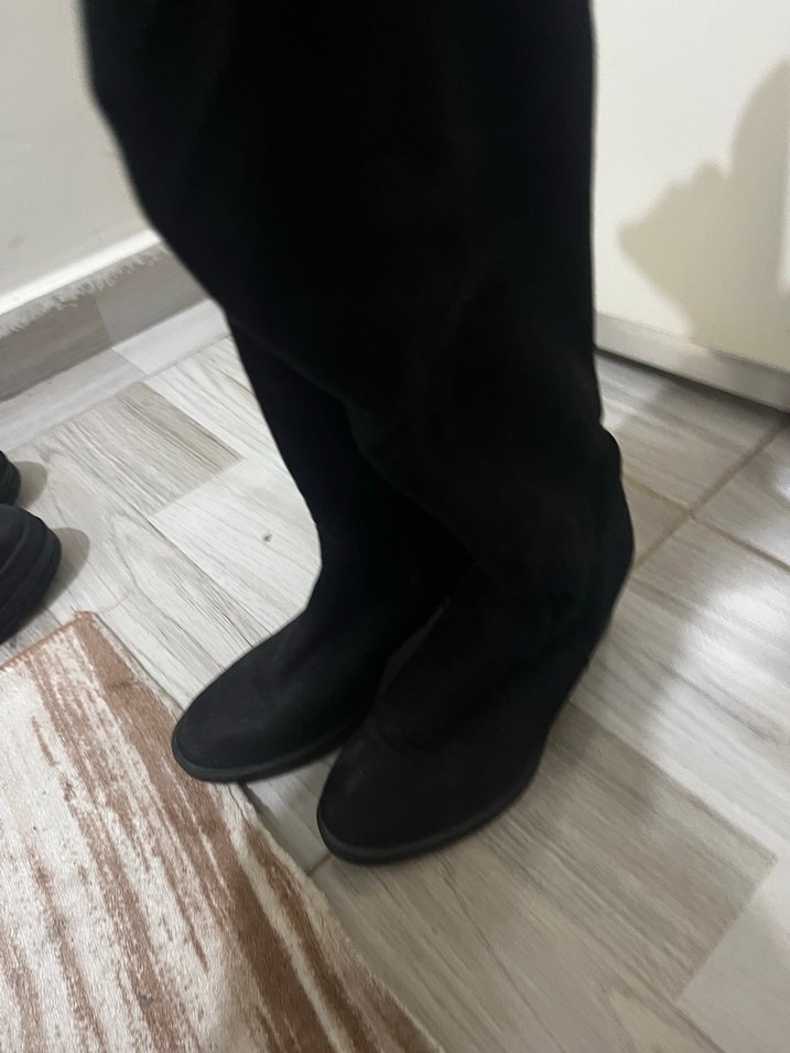 Siyah Kadın Dizüstü Stiletto Topuklu Bot - Görsel 2