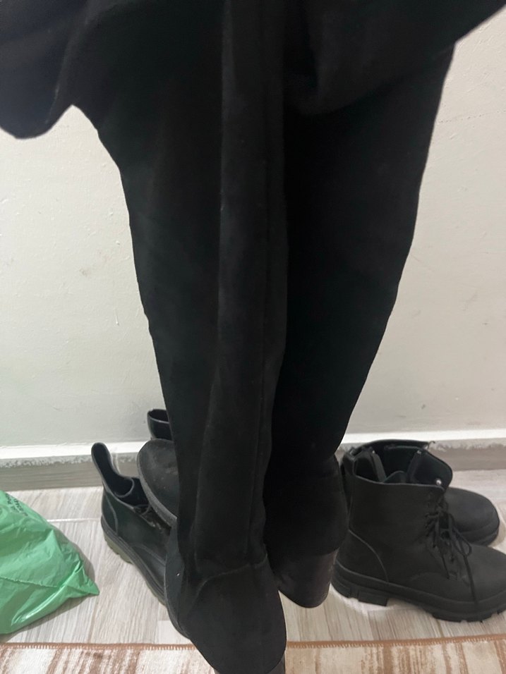 Siyah Kadın Dizüstü Stiletto Topuklu Bot - Görsel 5