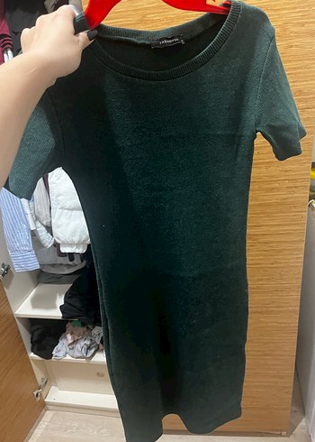 Yeşil Kadın Fitilli  elbise mini - Görsel 2