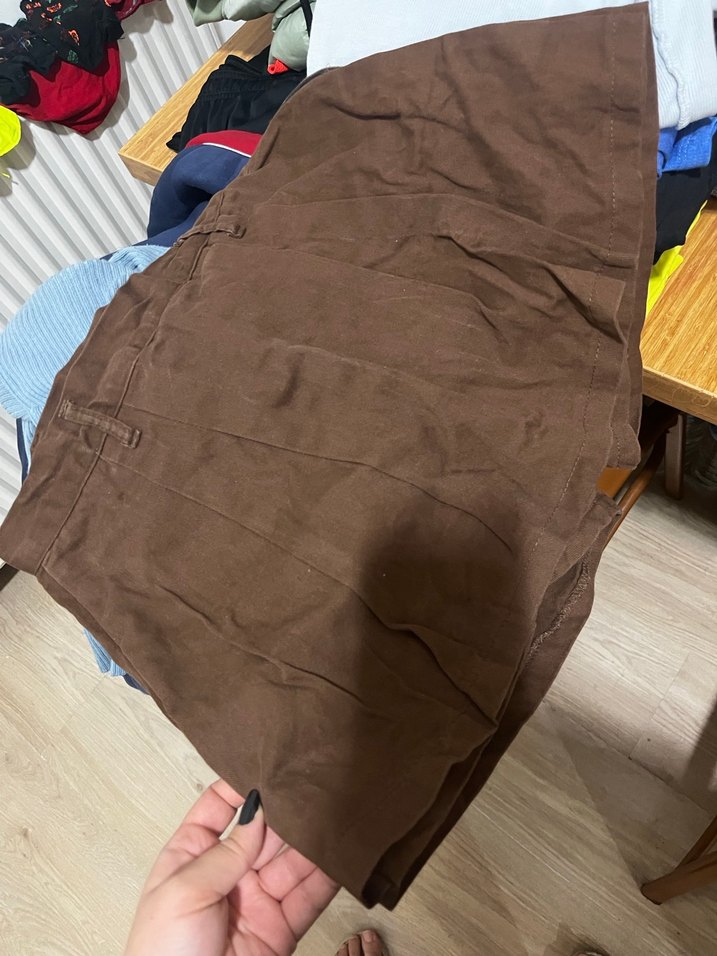 Kahverengi mini şort etek - Görsel 2