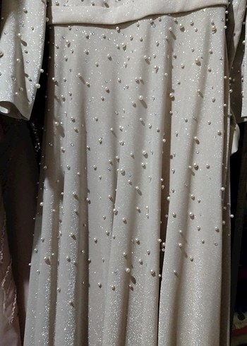 İnci İşlemeli Uzun Kollu Abiye Elbise - Görsel 3