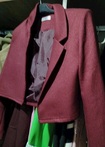 Bordo Mini Kısa Kesim Kadın Blazer Ceket - Görsel 4
