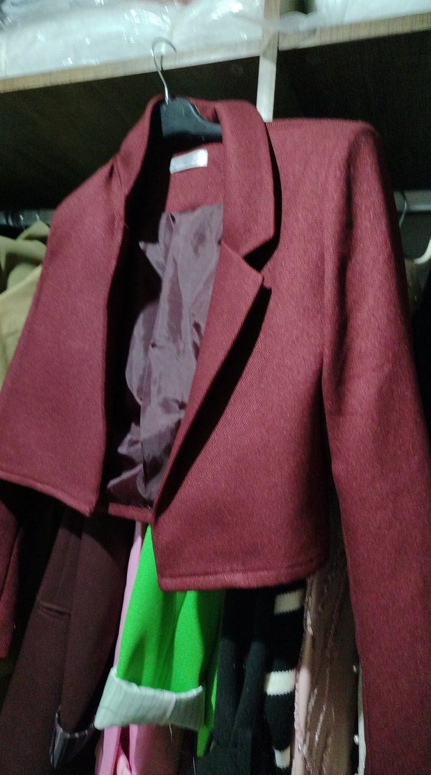 Bordo Mini Kısa Kesim Kadın Blazer Ceket - Görsel 4