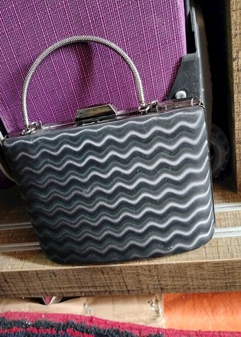 Yılan Desenli Siyah Kadın Clutch Çanta - Görsel 4