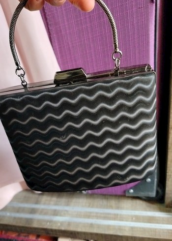 Yılan Desenli Siyah Kadın Clutch Çanta - Görsel 2