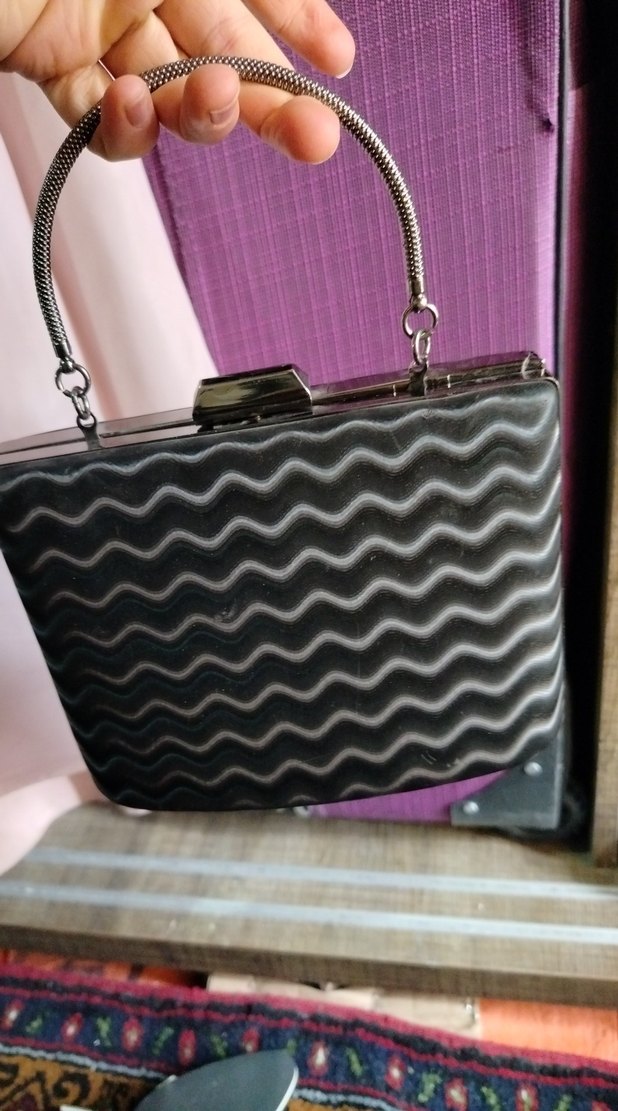 Yılan Desenli Siyah Kadın Clutch Çanta - Görsel 2