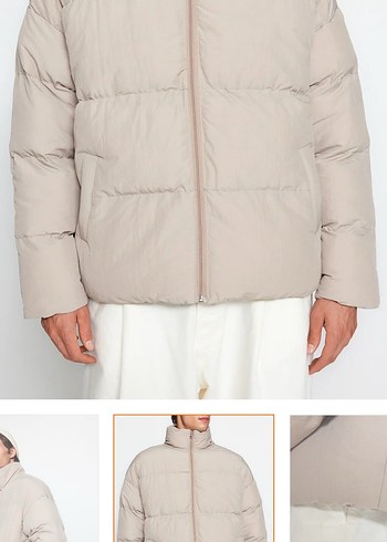 Bej Pamuklu Rahat Kesim Erkek Mont - Görsel 4