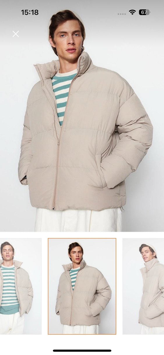 Bej Pamuklu Rahat Kesim Erkek Mont - Görsel 2