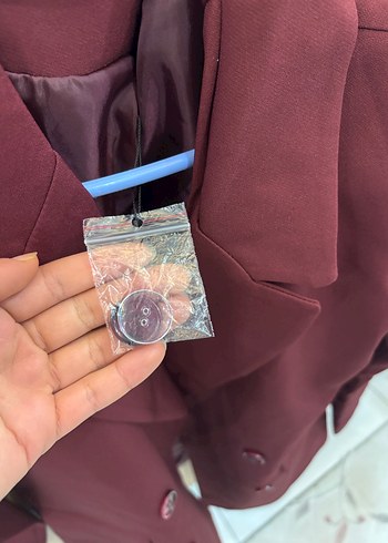 Bordo Düğmeli Kadın Blazer Ceket - Görsel 3