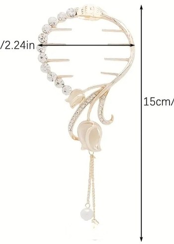 Altın Renkli Taşlı Metal Saç Tokası - Görsel 5