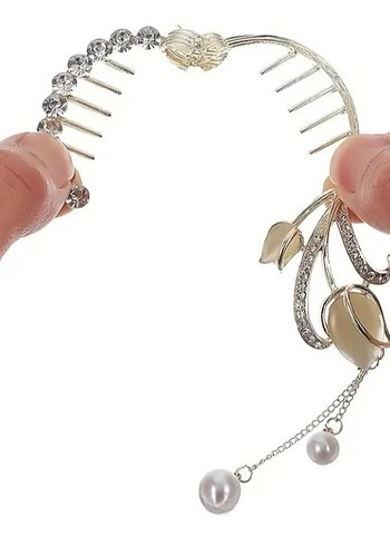 Altın Renkli Taşlı Metal Saç Tokası - Görsel 4