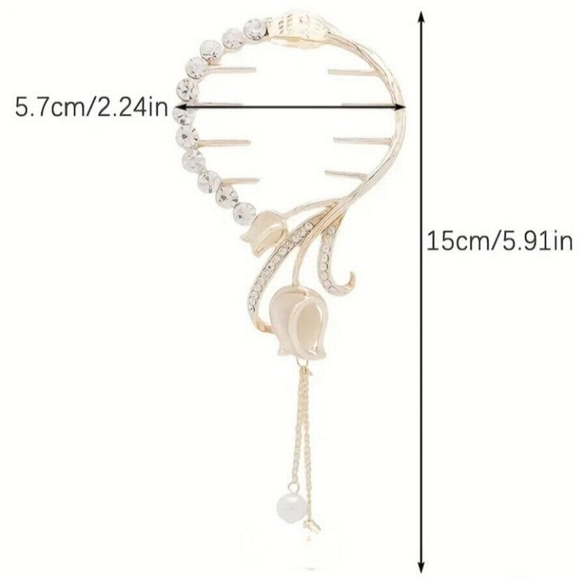 Altın Renkli Taşlı Metal Saç Tokası - Görsel 5