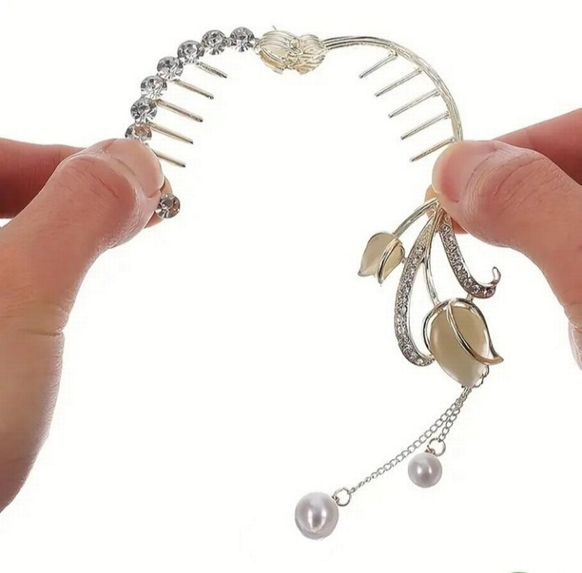 Altın Renkli Taşlı Metal Saç Tokası - Görsel 4