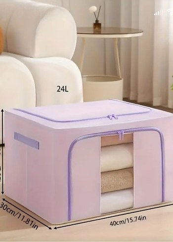 Pastel Mor Katlanabilir Dolap Düzenleyici Kutusu - Görsel 2