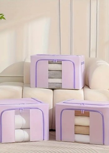 Pastel Mor Katlanabilir Dolap Düzenleyici Kutusu - Görsel 7