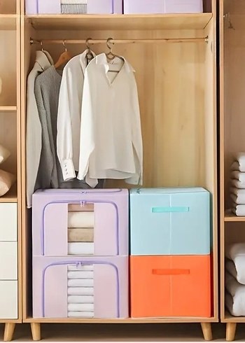Pastel Mor Katlanabilir Dolap Düzenleyici Kutusu - Görsel 5