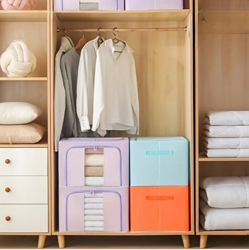 Pastel Mor Katlanabilir Dolap Düzenleyici Kutusu - Görsel 5