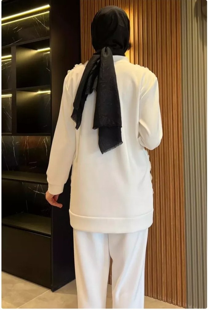 GÜL Kabartmalı TAŞLI SWEAT İKİLİ TAKIM - Görsel 4