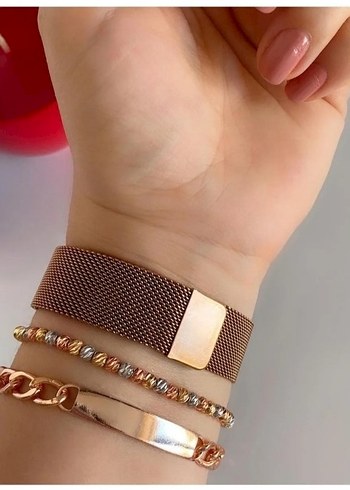 Rose Gold Renkli Kadın Dijital Saat - Görsel 3