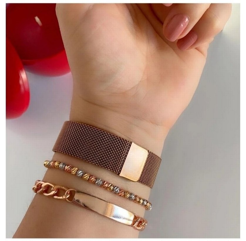 Rose Gold Renkli Kadın Dijital Saat - Görsel 3