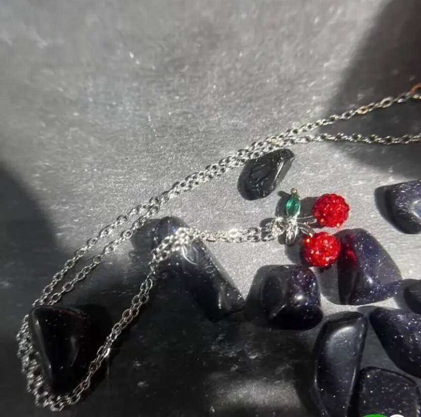 Kırmızı Zirkonyum Taşlı Gümüş Kiraz Kolye - Görsel 2