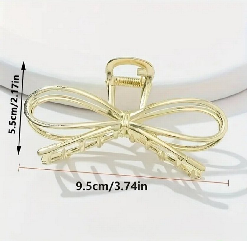 Altın Metalik Fiyonk Saç Tokası - Görsel 5