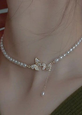 Kelebek Tasarımlı İnci Kolye - Görsel 3