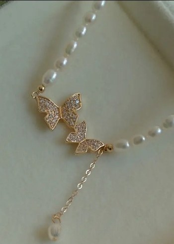 Kelebek Tasarımlı İnci Kolye - Görsel 2