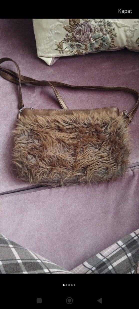 Kahverengi Süet Kürklü Kadın Çanta - Görsel 2